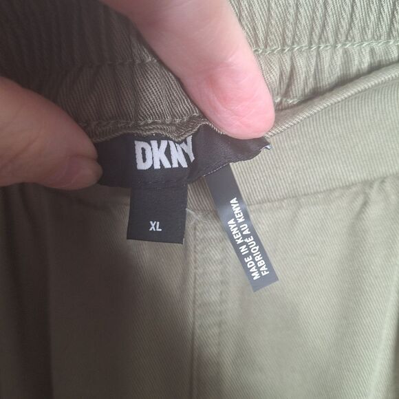 DKNY Womens Cargo Pants Olive Wide Leg Pull On Soft Flowy Relaxed Fit Career XL - Picture 2 of 13